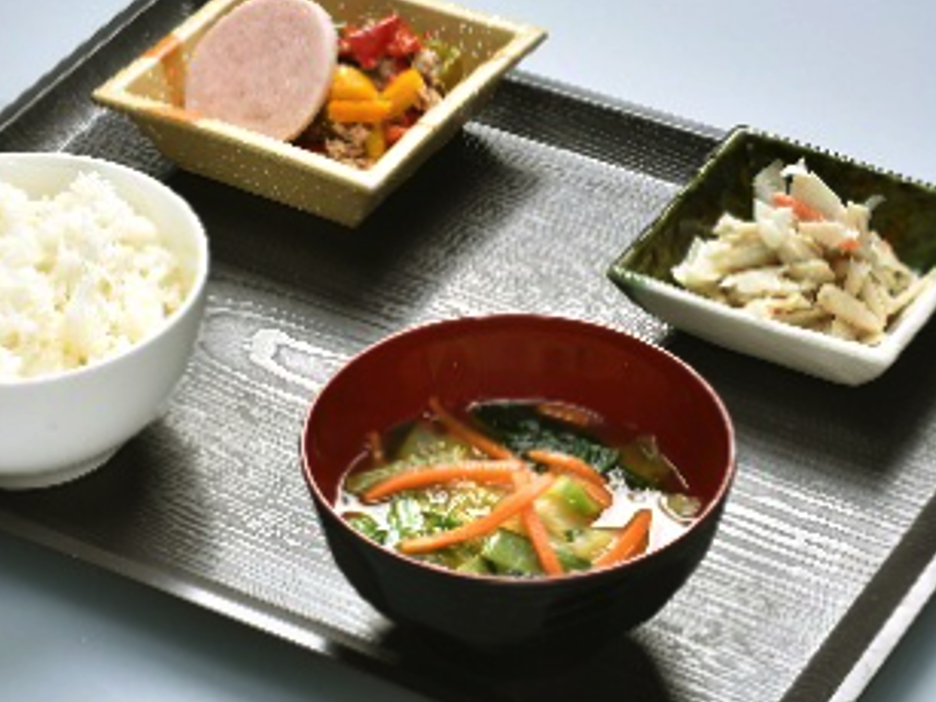 朝食・ピーマンそぼろ献立